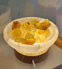 Load image into Gallery viewer, Selenite Cleansing Bowl with Citrine Lamp