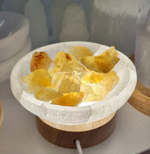 Load image into Gallery viewer, Selenite Cleansing Bowl with Citrine Lamp