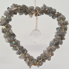 Load image into Gallery viewer, Labradorite Crystal Chip Heart Suncatcher