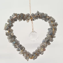 Load image into Gallery viewer, Labradorite Crystal Chip Heart Suncatcher