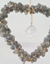 Load image into Gallery viewer, Labradorite Crystal Chip Heart Suncatcher