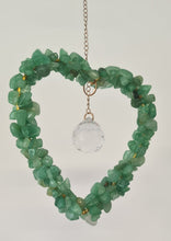 Load image into Gallery viewer, Green Aventurine Crystal Chip Heart Suncatcher