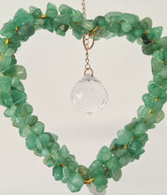 Load image into Gallery viewer, Green Aventurine Crystal Chip Heart Suncatcher