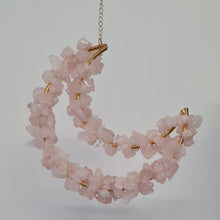 Load image into Gallery viewer, Crescent Moon Hanging - Rose Quartz