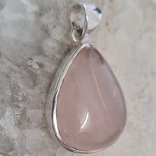 Load image into Gallery viewer, Rose Quartz Stirling Silver Pendant
