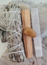 Load image into Gallery viewer, Energy Cleansing Smudge Kits - Citrine