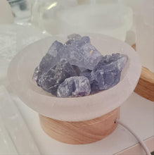 Load image into Gallery viewer, Selenite Cleansing Bowl with Blue Fluorite Lamp