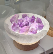 Load image into Gallery viewer, Selenite Cleansing Bowl with Amethyst Lamp