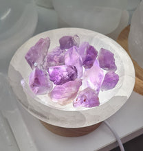 Load image into Gallery viewer, Selenite Cleansing Bowl with Amethyst Lamp