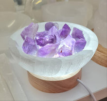 Load image into Gallery viewer, Selenite Cleansing Bowl with Amethyst Lamp