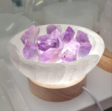 Load image into Gallery viewer, Selenite Cleansing Bowl with Amethyst Lamp