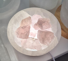 Load image into Gallery viewer, Selenite Cleansing Bowl with Rose Quartz Lamp