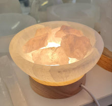 Load image into Gallery viewer, Selenite Cleansing Bowl with Rose Quartz Lamp
