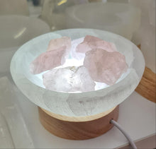 Load image into Gallery viewer, Selenite Cleansing Bowl with Rose Quartz Lamp