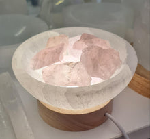 Load image into Gallery viewer, Selenite Cleansing Bowl with Rose Quartz Lamp