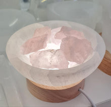 Load image into Gallery viewer, Selenite Cleansing Bowl with Rose Quartz Lamp