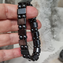 Load image into Gallery viewer, Hematite Round and Rectangle Bracelet