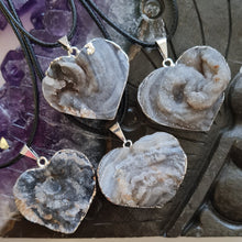 Load image into Gallery viewer, Chalcedony Agate Druze Heart Pendant - SP
