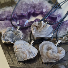 Load image into Gallery viewer, Chalcedony Agate Druze Heart Pendant - SP