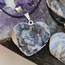 Load image into Gallery viewer, Chalcedony Agate Druze Heart Pendant - SP