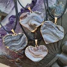 Load image into Gallery viewer, Chalcedony Agate Druze Heart Pendant - GP