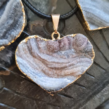 Load image into Gallery viewer, Chalcedony Agate Druze Heart Pendant - GP