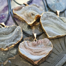 Load image into Gallery viewer, Chalcedony Agate Druze Heart Pendant - GP