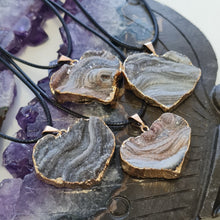 Load image into Gallery viewer, Chalcedony Agate Druze Heart Pendant - GP