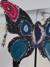 Load image into Gallery viewer, Agate Slice Butterfly - Black Tourmaline Chips