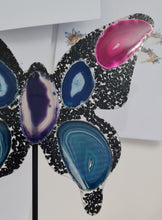 Load image into Gallery viewer, Agate Slice Butterfly - Black Tourmaline Chips