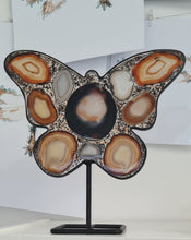 Load image into Gallery viewer, Brown Agate Slice Butterfly - Black Tourmaline Chips