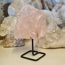 Load image into Gallery viewer, Rose Quartz Rough Stone on Stand