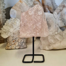 Load image into Gallery viewer, Rose Quartz Rough Stone on Stand