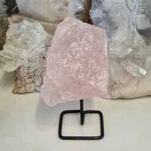 Load image into Gallery viewer, Rose Quartz Rough Stone on Stand