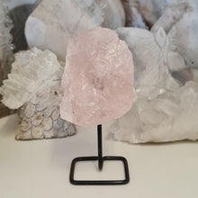 Load image into Gallery viewer, Rose Quartz Rough Stone on Stand