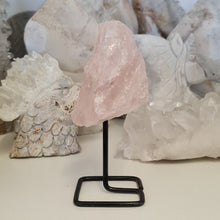 Load image into Gallery viewer, Rose Quartz Rough Stone on Stand