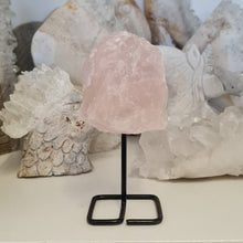 Load image into Gallery viewer, Rose Quartz Rough Stone on Stand