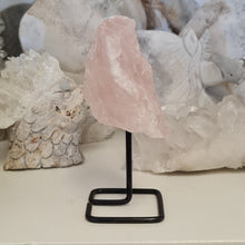 Load image into Gallery viewer, Rose Quartz Rough Stone on Stand