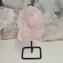 Load image into Gallery viewer, Rose Quartz Rough Stone on Stand