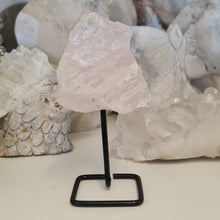 Load image into Gallery viewer, Rose Quartz Rough Stone on Stand