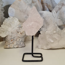 Load image into Gallery viewer, Rose Quartz Rough Stone on Stand
