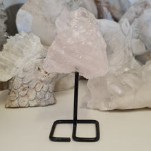 Load image into Gallery viewer, Rose Quartz Rough Stone on Stand