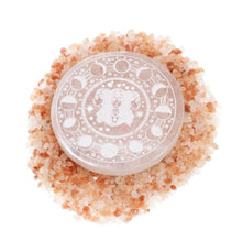Load image into Gallery viewer, Selenite Round Engraved Plate - Moon Cycle