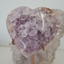 Load image into Gallery viewer, Pink Amethyst X Flower Agate Heart on Stand
