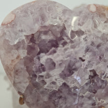 Load image into Gallery viewer, Pink Amethyst X Flower Agate Heart on Stand
