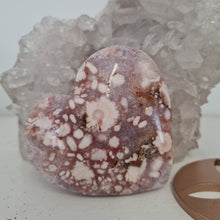Load image into Gallery viewer, Pink Amethyst X Flower Agate Heart on Stand
