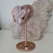 Load image into Gallery viewer, Pink Amethyst X Flower Agate Heart on Stand
