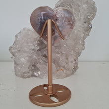 Load image into Gallery viewer, Pink Amethyst X Flower Agate Heart on Stand
