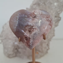 Load image into Gallery viewer, Pink Amethyst X Flower Agate Heart on Stand
