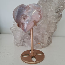 Load image into Gallery viewer, Pink Amethyst X Flower Agate Heart on Stand
